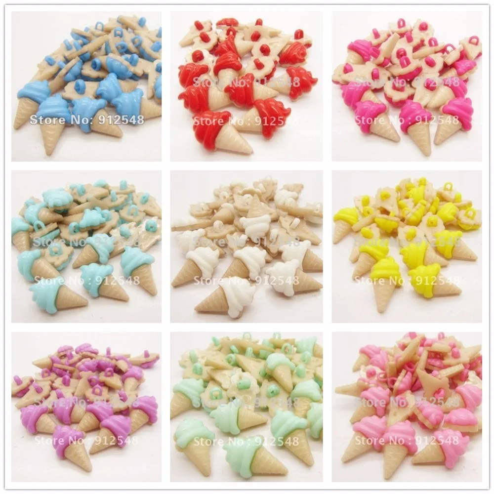 

Free shipping 50 pcs Resin Ice Cream Sewing Shank Buttons Scrapbooking 22x13mm , bingqilin009