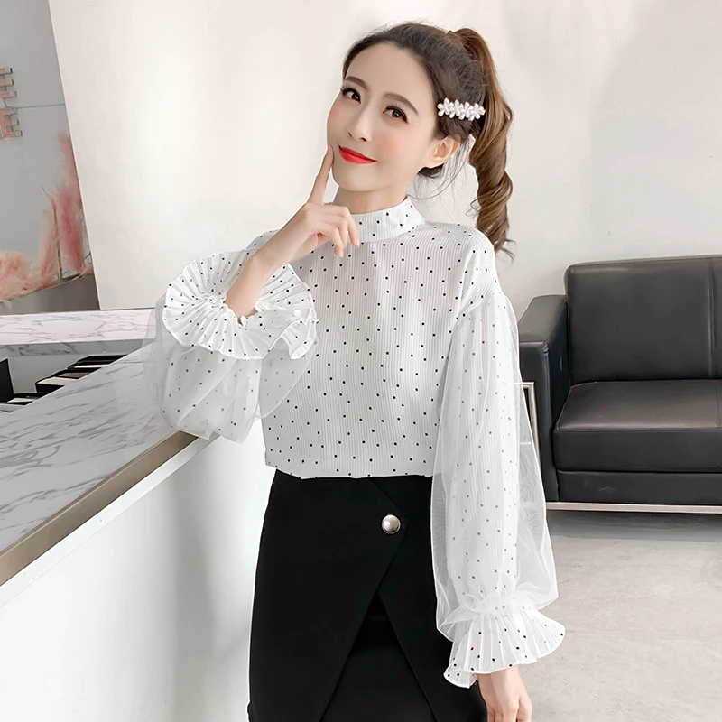 

2019 New Cute Women Shirts Han Fan Soft Sister Lazy Student Wind Small Clear Blouse Shirt White Black 8812