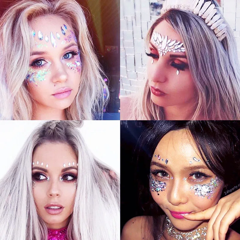 

Acrylic Resin Face Chest Decoration Crystal Diamond Drill Paste Stick Drill Music Festival Rhinestone Stickers Temporary Tattoos