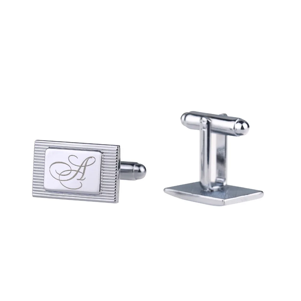 Personalized Cufflinks Engraved Name Design Silver Shirt Customized Cuff Link Wedding Clips Groom Best Man Usher Gitfs CL-022