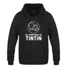 Tintin Adventure милые аниме из мультфильмов толстовки мужские пуловер свитшот флисовый