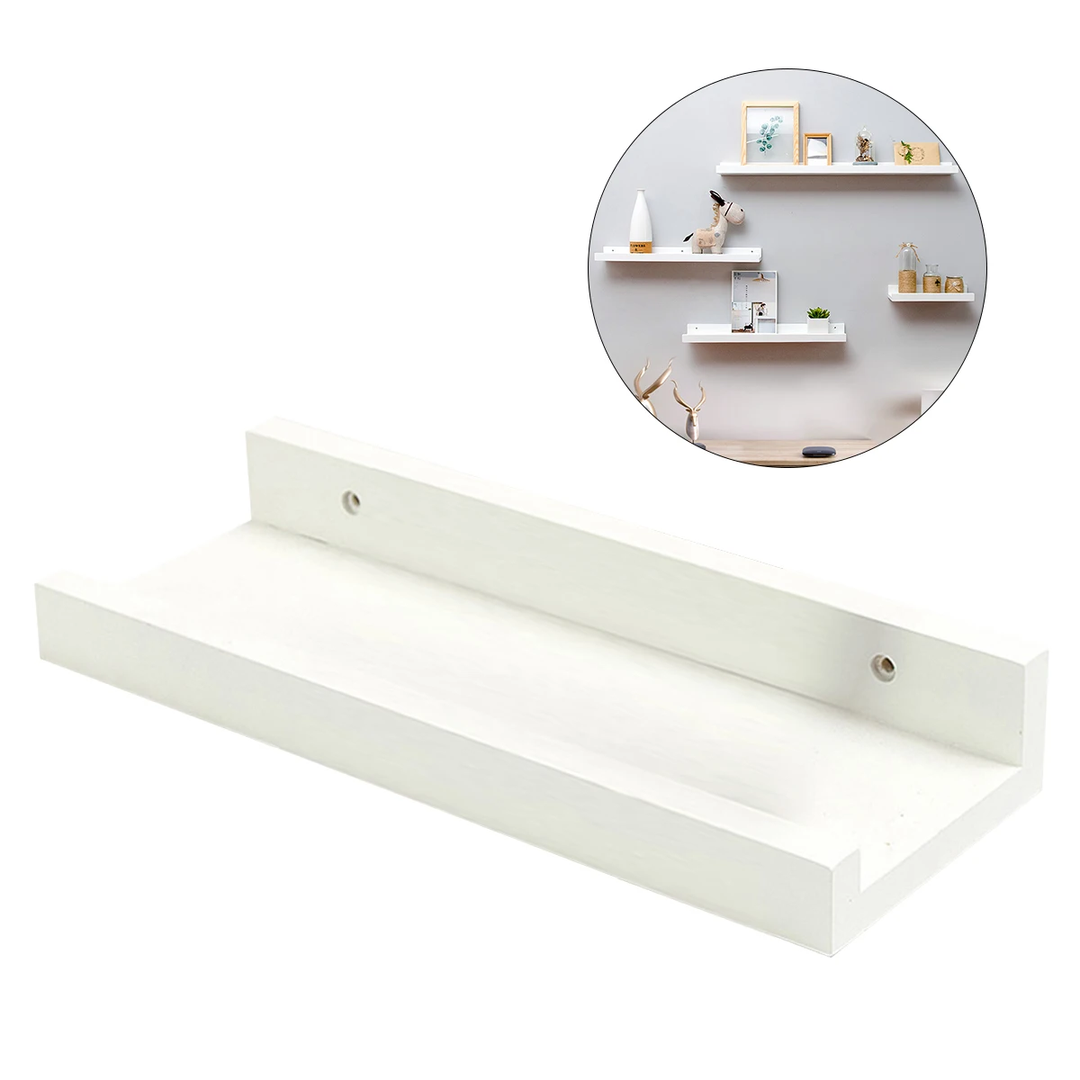 

Bamboo Wall Shelf Floating Ledge Storage Wall Shelves Rack Wall Art for Home Decor (White)