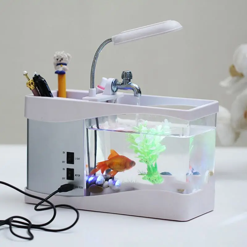 Светодиодный USB мини аквариумный аквариум многофункциональные настольные часы с