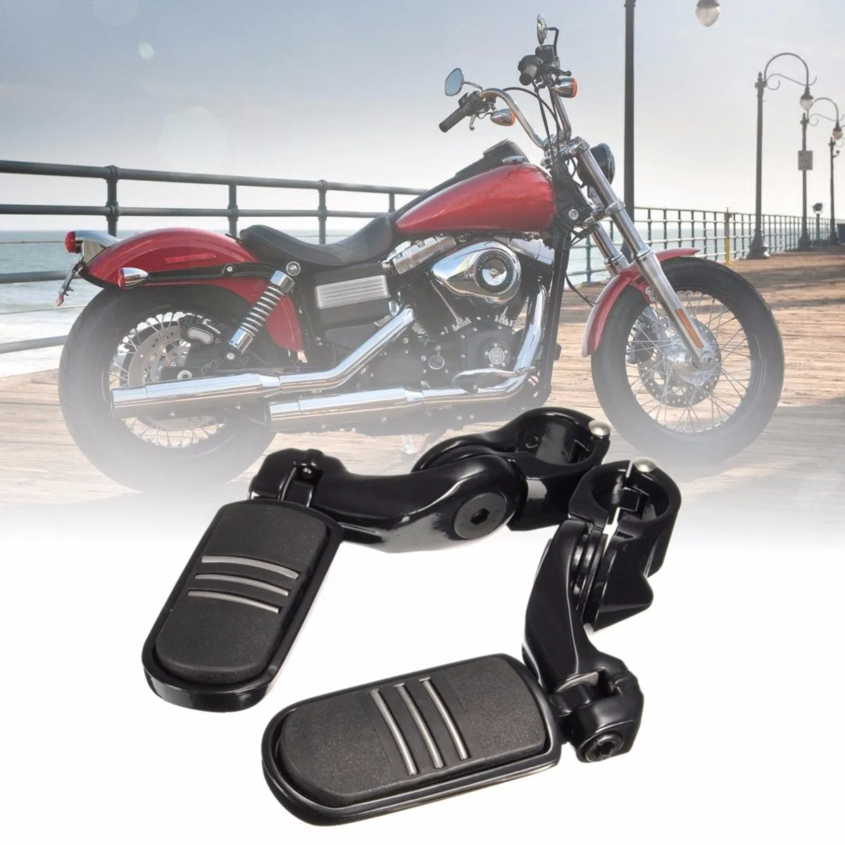 

Black 1.25" 3.2cm Adjustable Short Angled Foot Pegs Pedals and Allen Key For Harley-Davidson Aluminum alloy Rubber