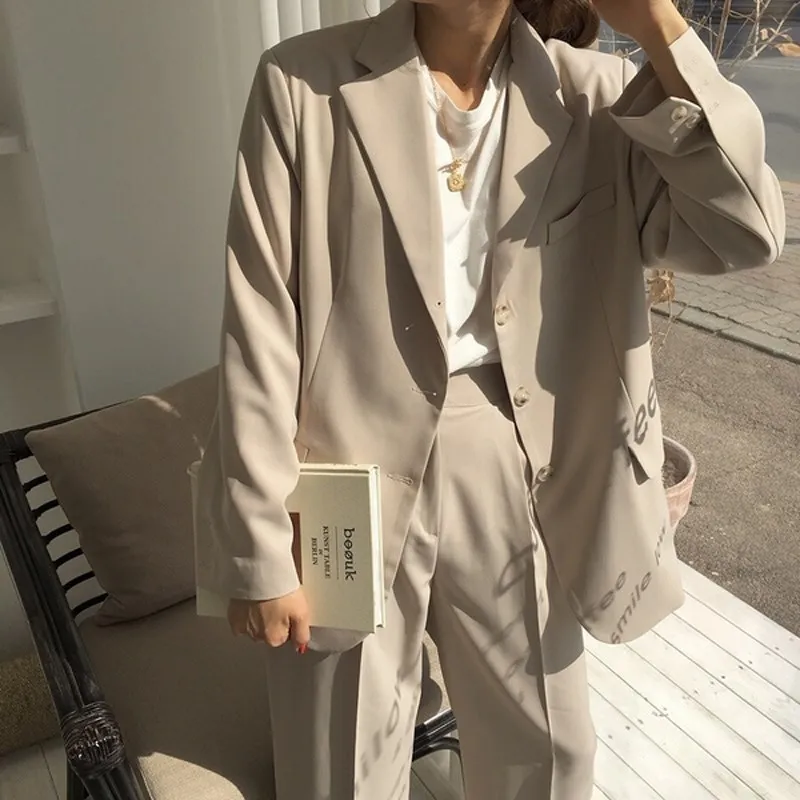 Fashion Ensemble Femme 2 Pieces Set Single Breasted Women Blazer Long Pant Suit Female Casual Workwear Office Suit Fashion Ensemble Femme 2 Pieces Set Single Breasted Women Blazer Long Pant Suit Female Casual Workwear Office Suit