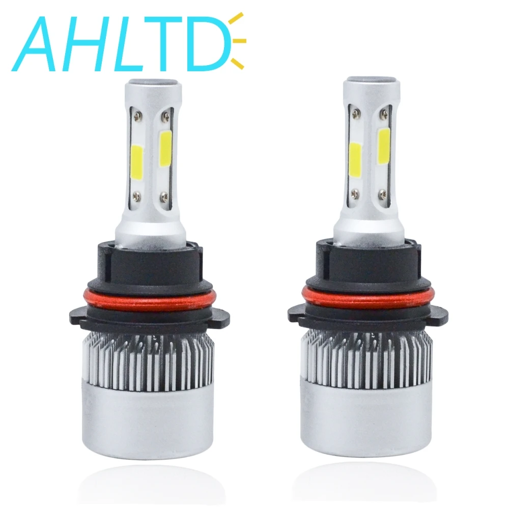 

2X S2 9007 HB5 Cob Bright Headlight WaterProof Car Hi-Lo Bulb Single Beam 72W 8000LM 6500K Automobile Headlamp White DC 12V 24V