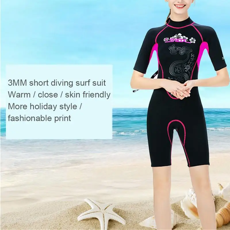 بذلة 3 مللي متر النيوبرين قليل تصفح بدلة غطس Fullbody ملابس السباحة واحد قطعة المرأة تصفح ملابس الغوص بدلة غطس قصيرة الأكمام