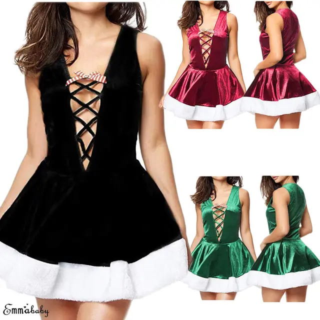 Women Sexy Exotic Costumes Babydolls Ladies Deep V Bandage Sleeveless