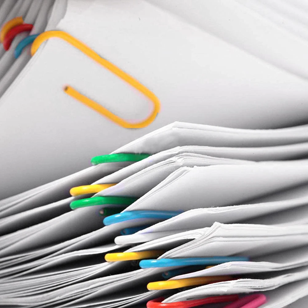 Paper Clips Vinyl Coated 30 Pack 4 Inch Assorted Color Jumbo Paper Clip Holder Multicolored Giant Big Sheet Hold paper clips
