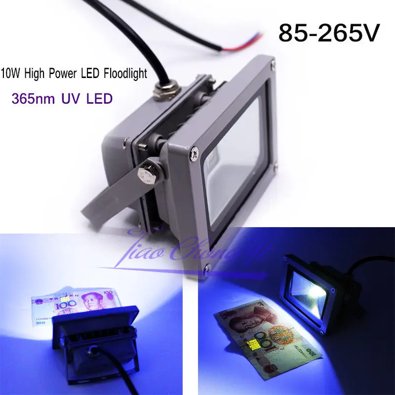 

Outdoor 10W High Power LED Floodlight UV Light 85-265V 365nm-370nm purple light
