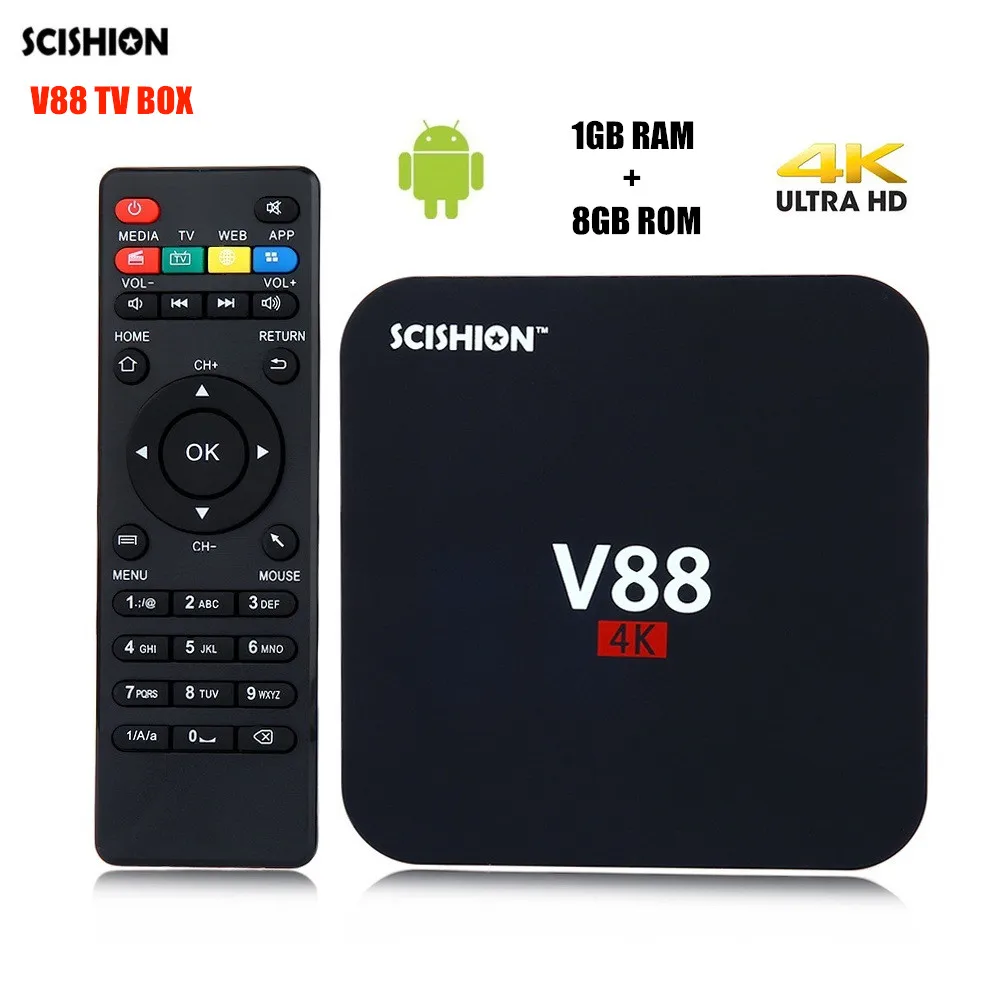 ТВ приставка SCISHION V88 Rockchip 3229 Четырехъядерный 4K H.265 1 ГБ DDR3 ram 8 eMMC rom мини ПК Android