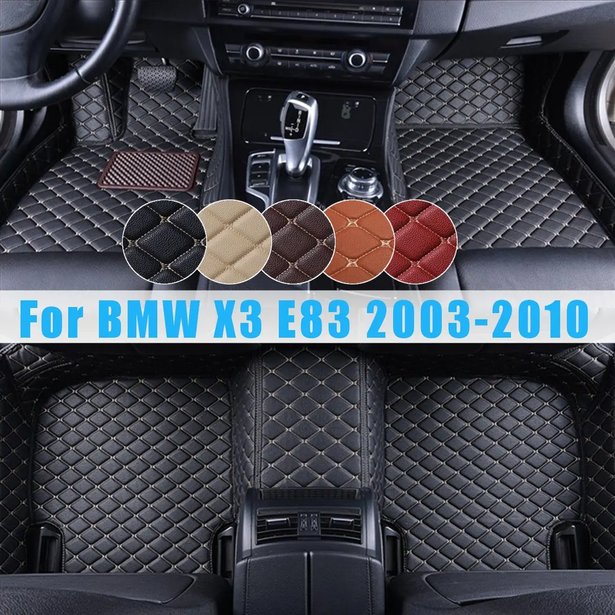 

Car Front Rear PU Leather Floor Mats Set For BMW X3 E83 2003 2004 2005 2006 2007 2008 2009 2010 Liner Waterproof 5 Seat Mat