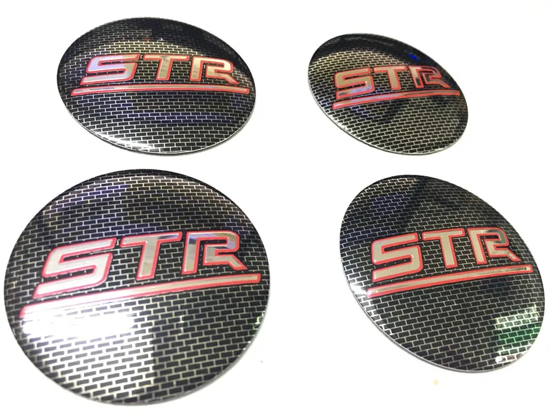 4Pcs Car Black Grid STR Aluminum Car Wheel Center Caps Sticker Emblem Decoration