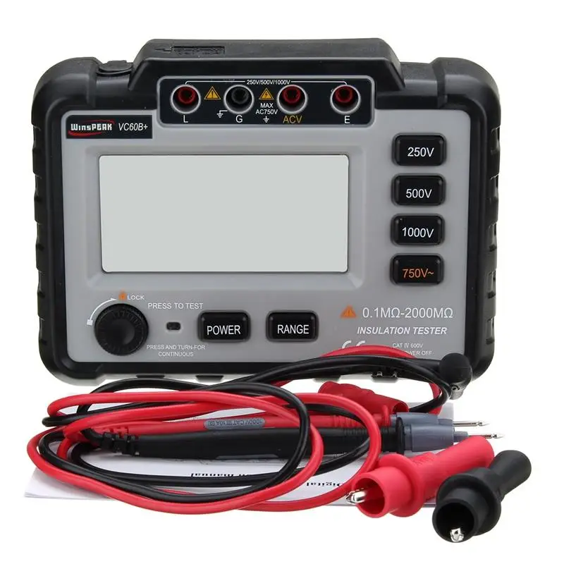

Winspeak Vc60B+1000V Megger Insulation Tester Megohmmeter Ohm Tester Insinsulation Resistance Tester Meters Multimeter