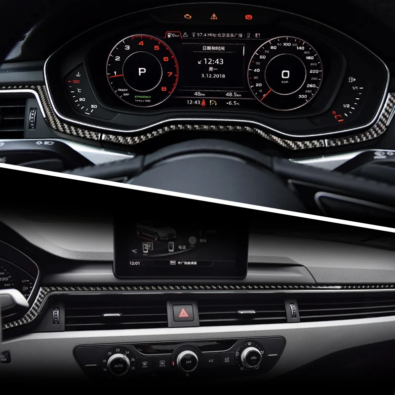 Интерьер центральный контроль панельный инструмент консоль украшения полосы углеродного волокна наклейки для автомобиля Audi a4 b9 LHD RHD аксессуары