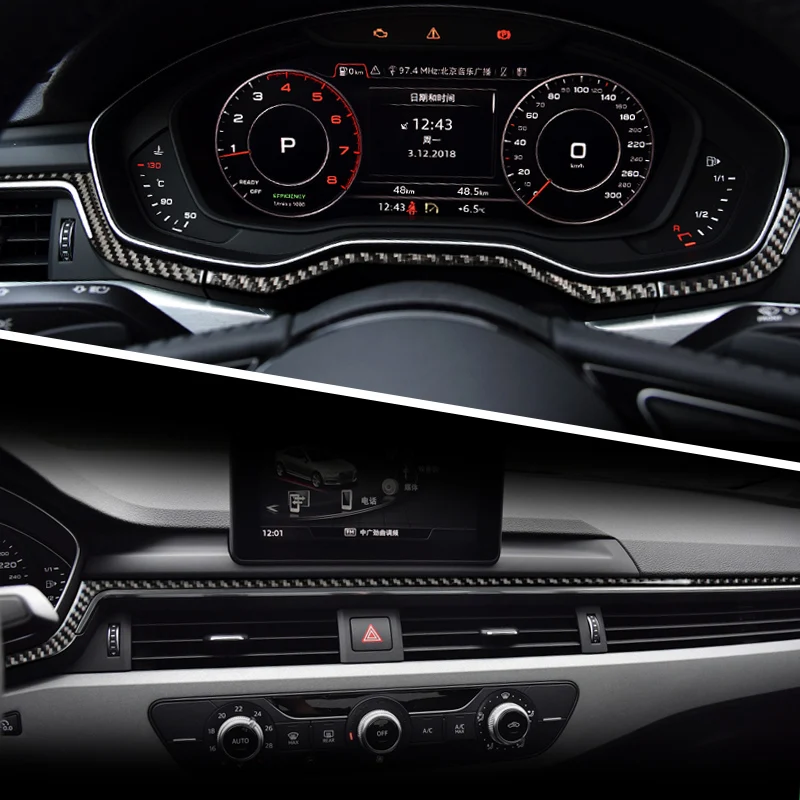 Interior Central control Panel Instrument console Decoration Strips carbon fiber Car stickers for A