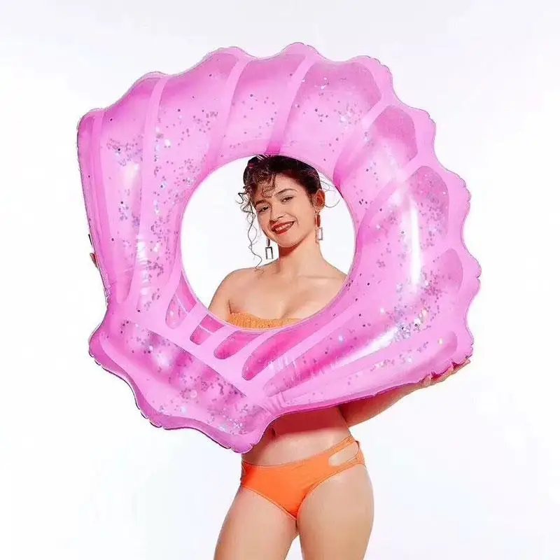 

Sequin Inflatable Swimming Ring Shell Glitters Swim Circle Kid Women Pool Float Mattress Life Buoy Raft Water Toys Accessories