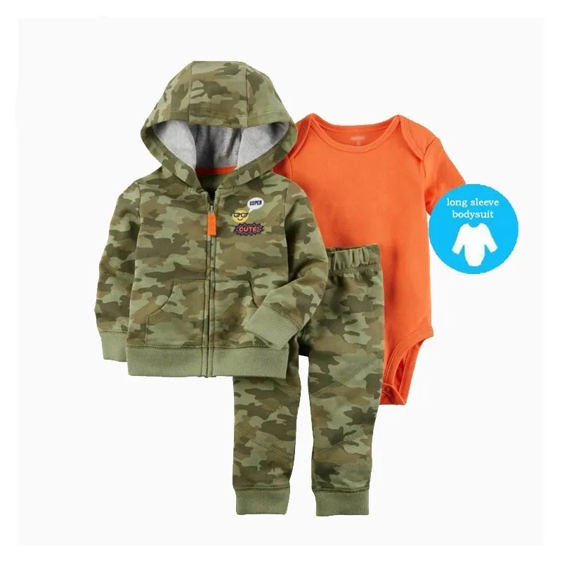 Carter/комплект одежды из 3 предметов для маленьких мальчиков(пальто с капюшоном с изображением животных+ боди с длинными рукавами+ длинные штаны), для детей от 6 до 24 месяцев