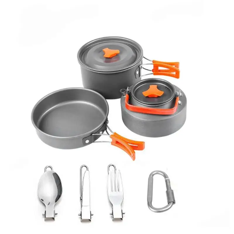 Ultraligero utensilios Camping utensilios al aire libre juego de vajilla de senderismo Picnic mochila Camping vajilla olla Pan 1-2persons