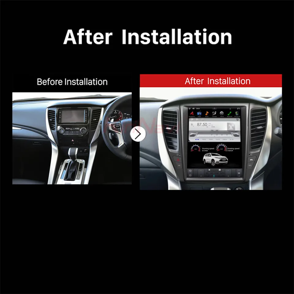 Best KiriNavi Vertical Screen Tesla Style 12.1inch Car MultimediaFor Mitsubishi Pajero Sport Montero Android Radio GPS Navigation MP3 1
