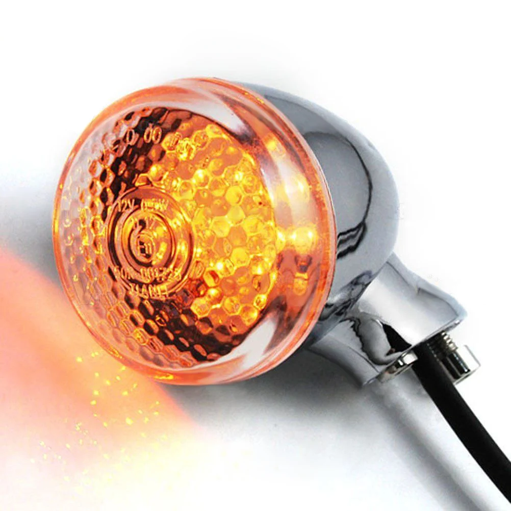 

1 Pair Bullet Motorcycle Amber LED Turn Signal Indicator Light Blinker Lamp for H-arley Cruiser Chopper Bobber Models Waterproof