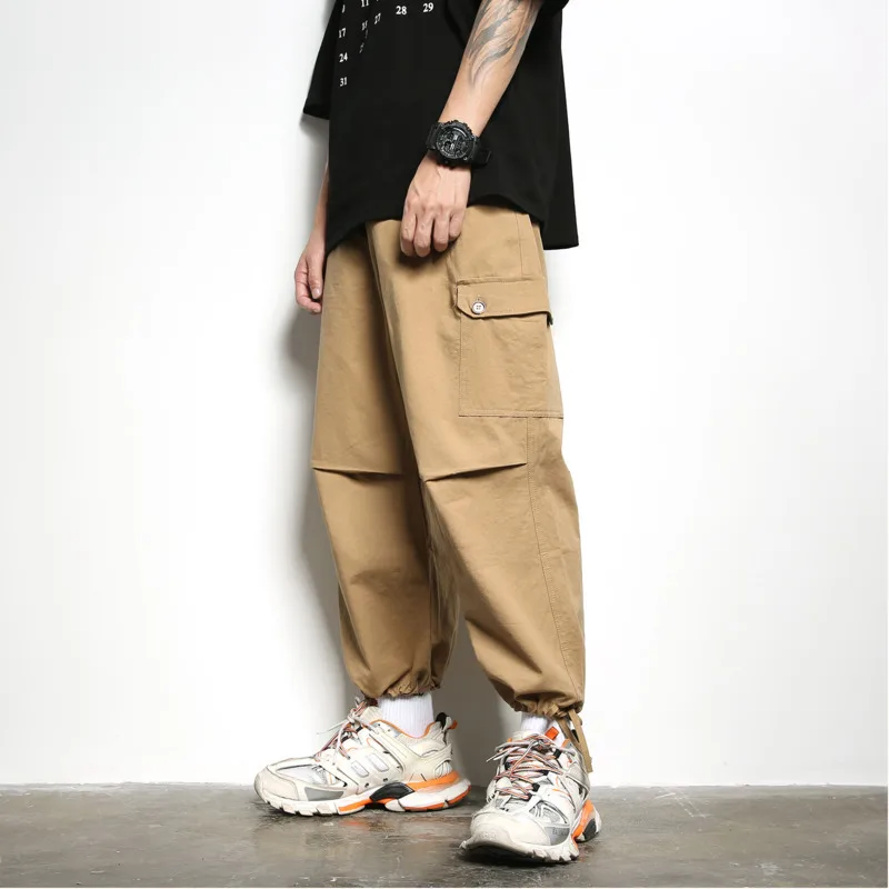 Spring New Pants Men Fashion Retro Solid Color Casual Straight Nine Man Streetwear Trend Wild Hip Hop Loose Overalls M-2XL |