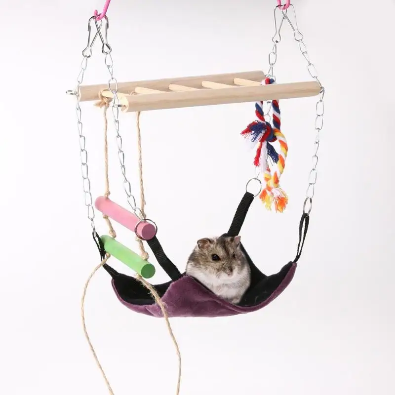

17 x 22 x 15cm/ 6.69 x 8.66 x 5.9'' Suspension Bridge with Ladder & Hammock Hamster Hanging Climbing Toy for Hamsters Mice