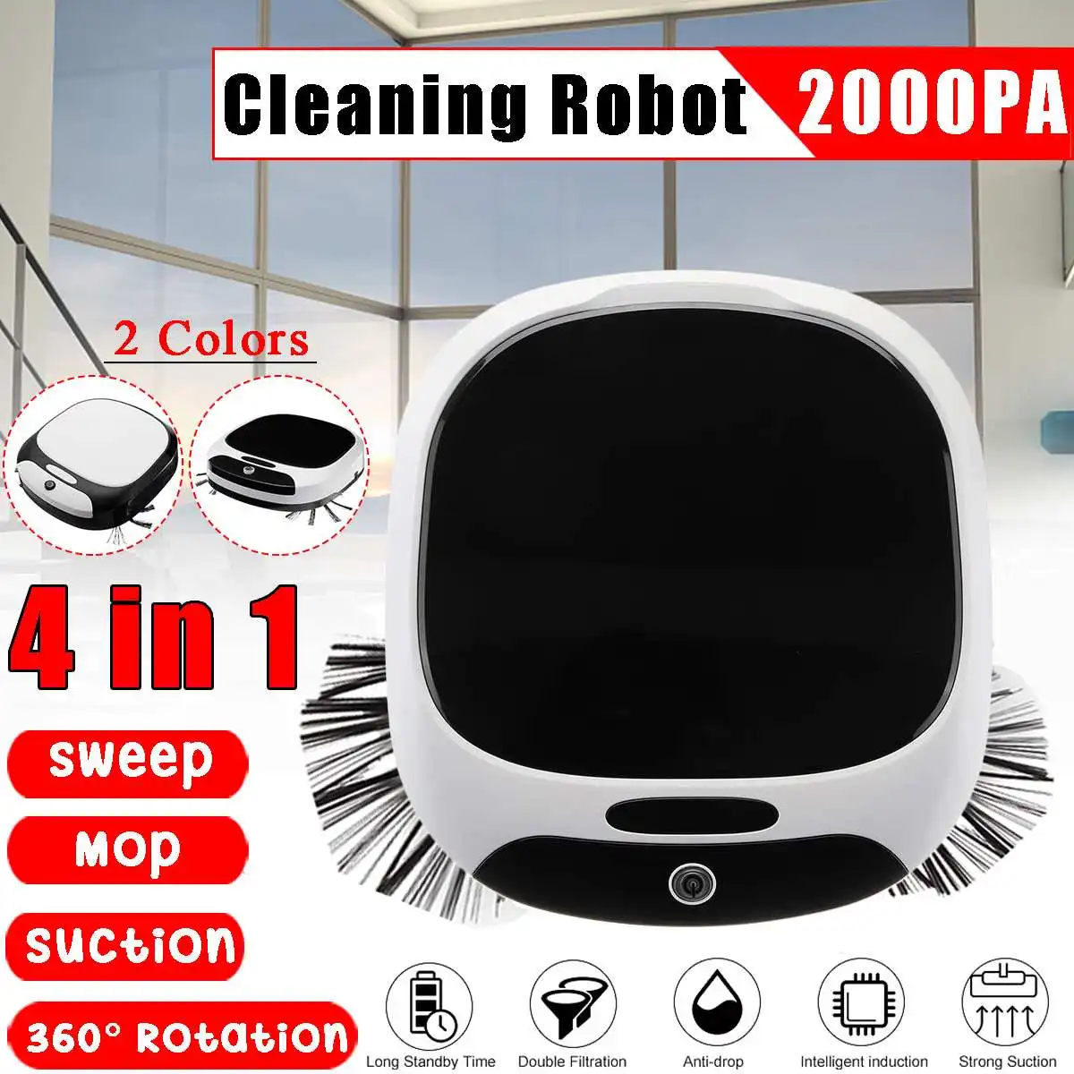 

Sweeping Robot 4in1 Auto Cleaner Vacuum Cleaner Home Carpet Floor Living Room 360 Degree Rotation Strong Suction Mopping Colors