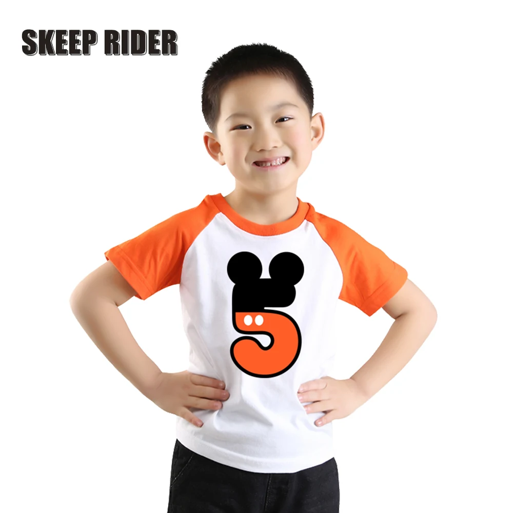 

2019 Unisex Kids Boys T Shirt With Numbers 1-5 Letter Print For Birthday Party Design Girls Casual Short Sleeve Cotton Tops