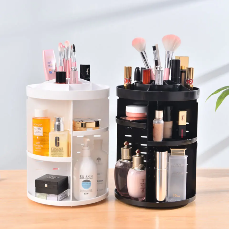 

Fashion 360 Degree Rotating Makeup Organizer For Cosmetics Storage Box Plastic Clear Acrylic/Transparent Box Jewelry Necklace