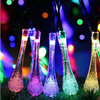 

20 Head 8 Function Solar Power Water Droplets Decorative Light String Holiday Light Garden Street Christmas Tree Decoration