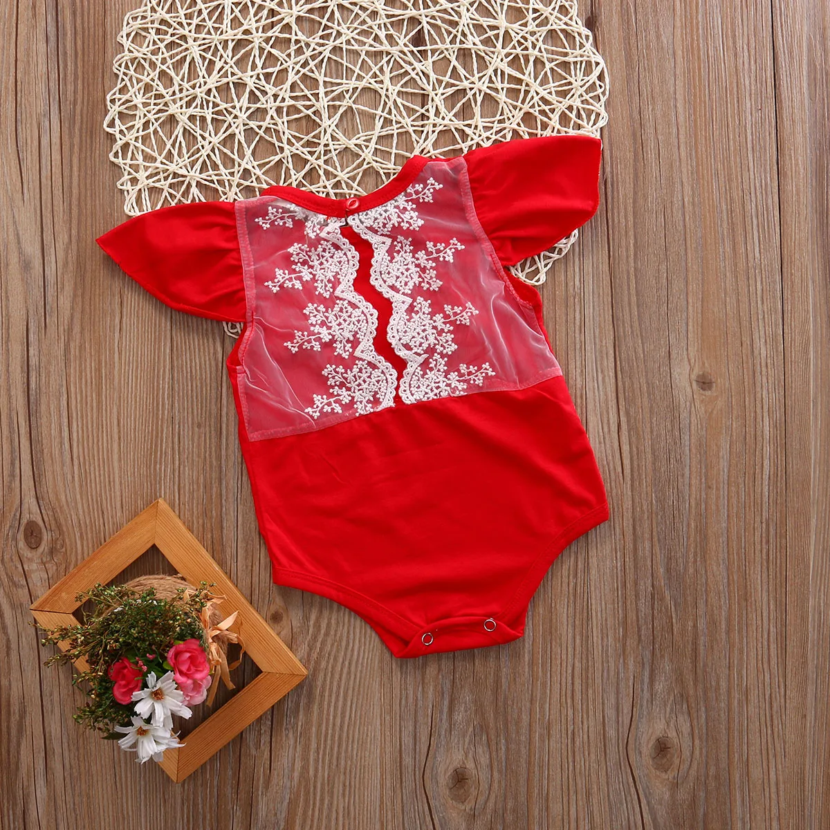 Lovely Babies Girls Ruffle Lace Backless Bodysuits Clothes Baby Kids Girls Infant Lace Jumpsuit