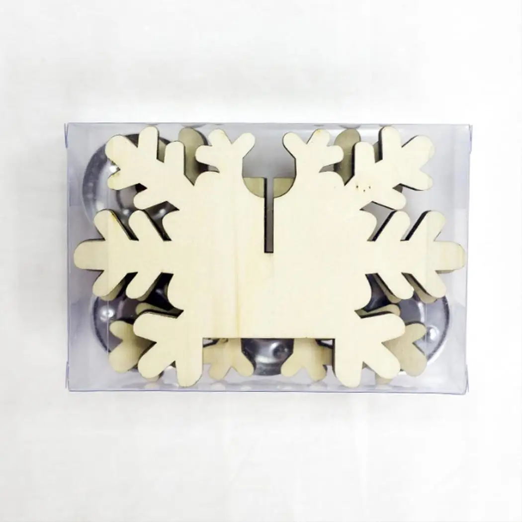 

Christmas Wood Snowflake Candlestick Decoration Ornament Mini As picture Candle Holder