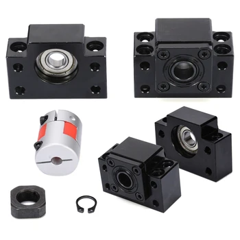 

Black SFU1605 BK12 BF12 Ball Screw Support + Coupler + Lock Nuts with Clasped 45 Steel For CNC Parts