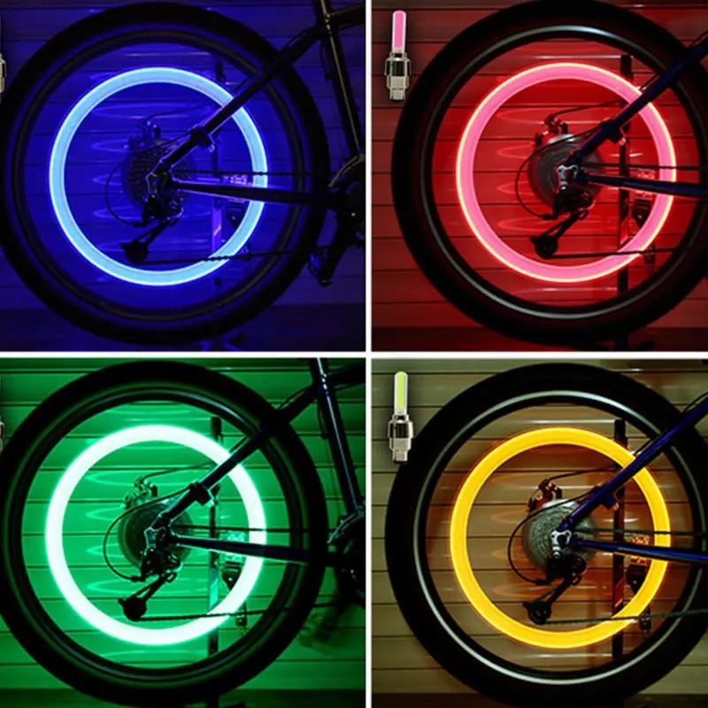 Top Bike Light Wheel Cap Tire Air Cover Rim Stem Neon Color Tyre Long Lasting Safety LED Lamp Flash for Motorcycle Car Bicycle Light 5