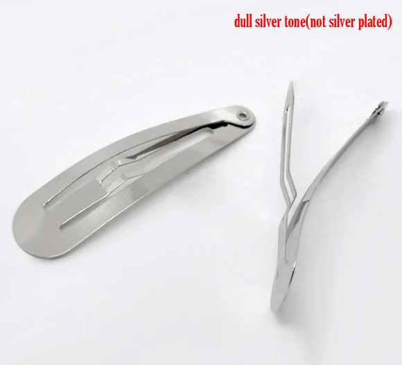 

30 Silver Ton Prong Snap Hair Clips Findings 6x1.6cm (B11528)