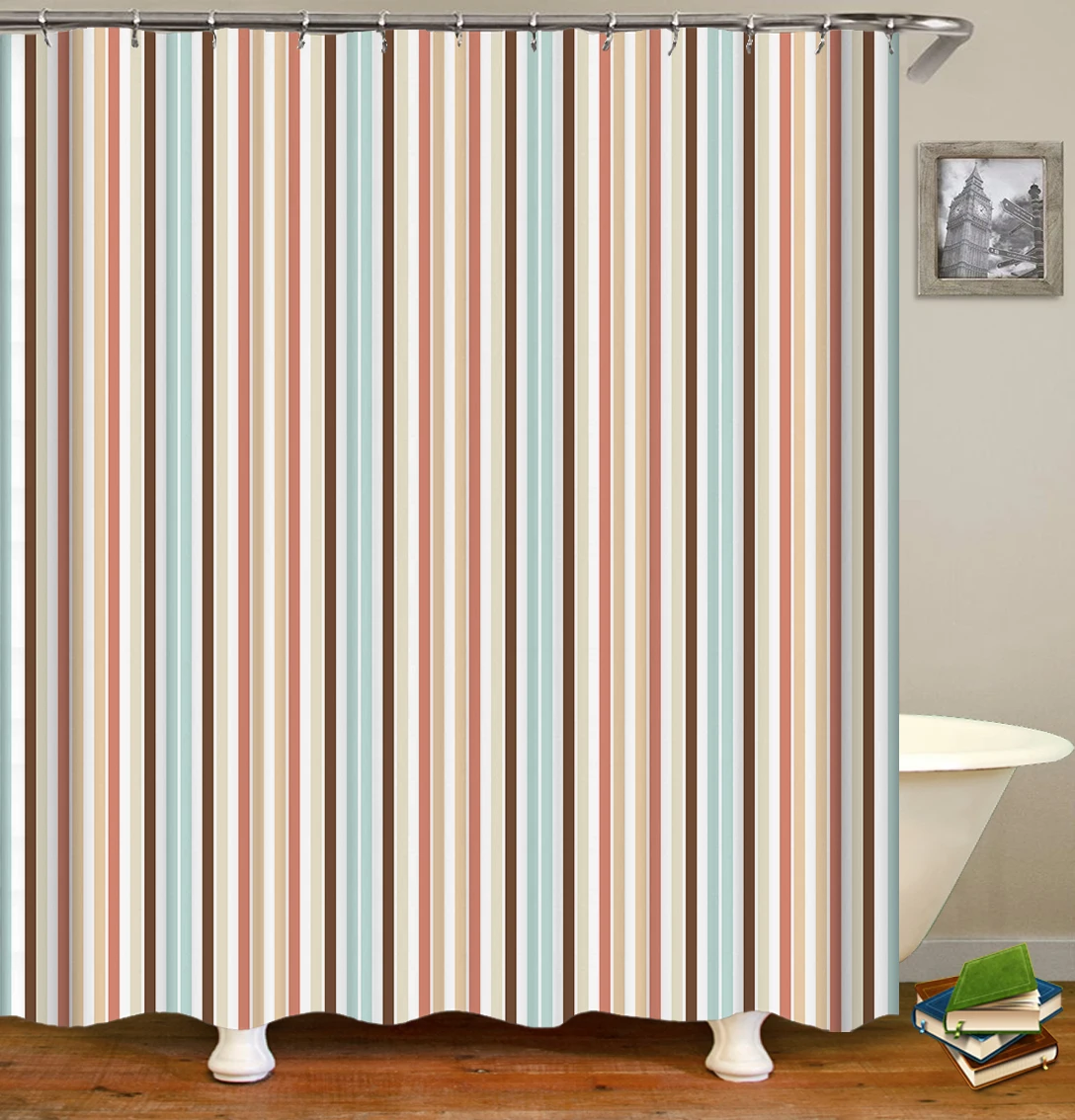 

Colorful Geometric Eco-friendly Stripe Plaid Pattern Polyester Shower Curtains High Quality Washable Bath Decor Bathroom Curtain