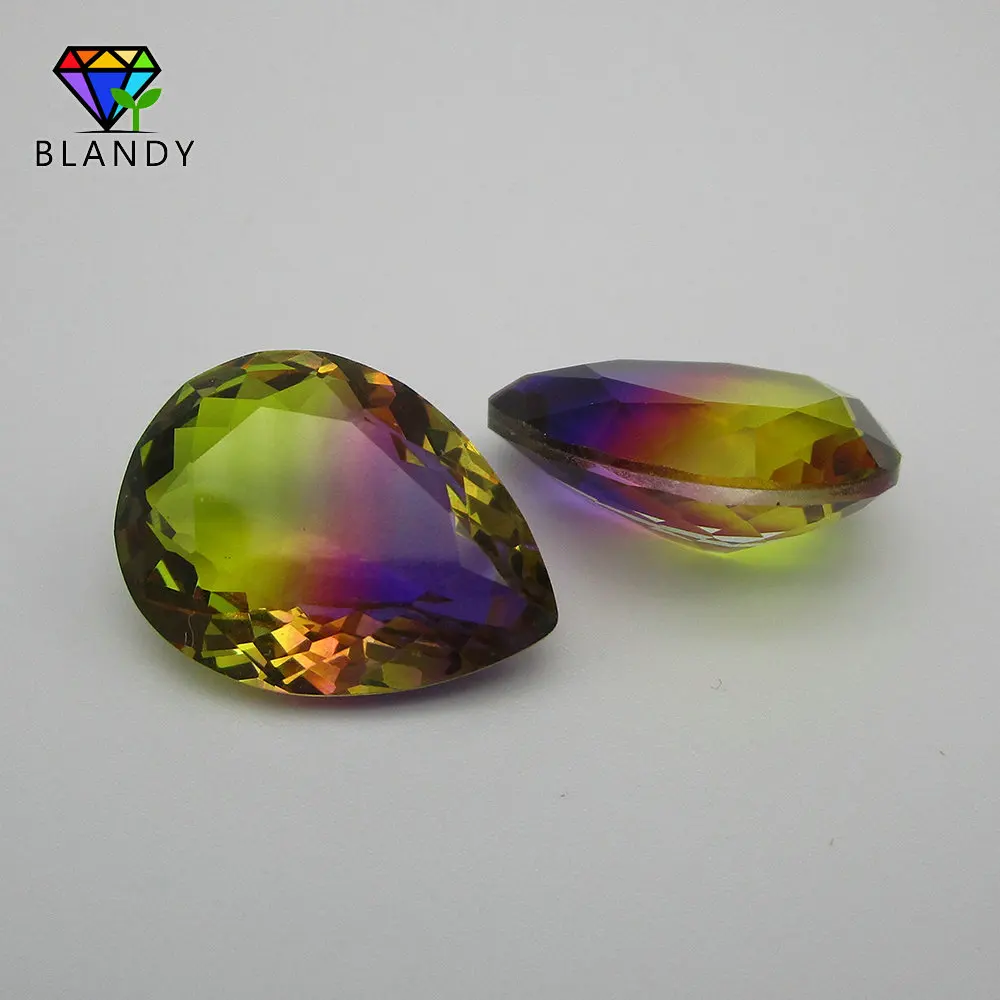 

Mix Colors Glass Stone Gems 5A Quality 50pcs/lot 15*20mm Pear Cut Synthetic Beads for DIY Jewelry