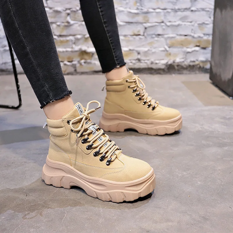 Boots Platform Autumn 2019 Female Fashion Ankle Boots Black Lady Hip Hop Autumn Shoes Woman Boots 39