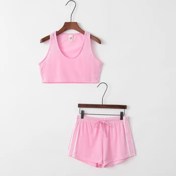 

2016 Summer Hot 2 Piece Set Women Tops O- Neck Tracksuit Tee Shirt Sexy Tank Top Women Shorts Crop Tops Casual Outfits