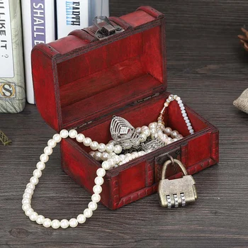 

Fashion Vintage Wooden Jewelry Storage Box Handmade Wooden Charm Jewelry Necklace Bracelet Earring Decorative Display Case