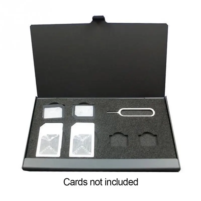 

Aluminum Alloy 1 Card Pin + 6 SIM Card Holder Protector SIM Card Storage Box Case
