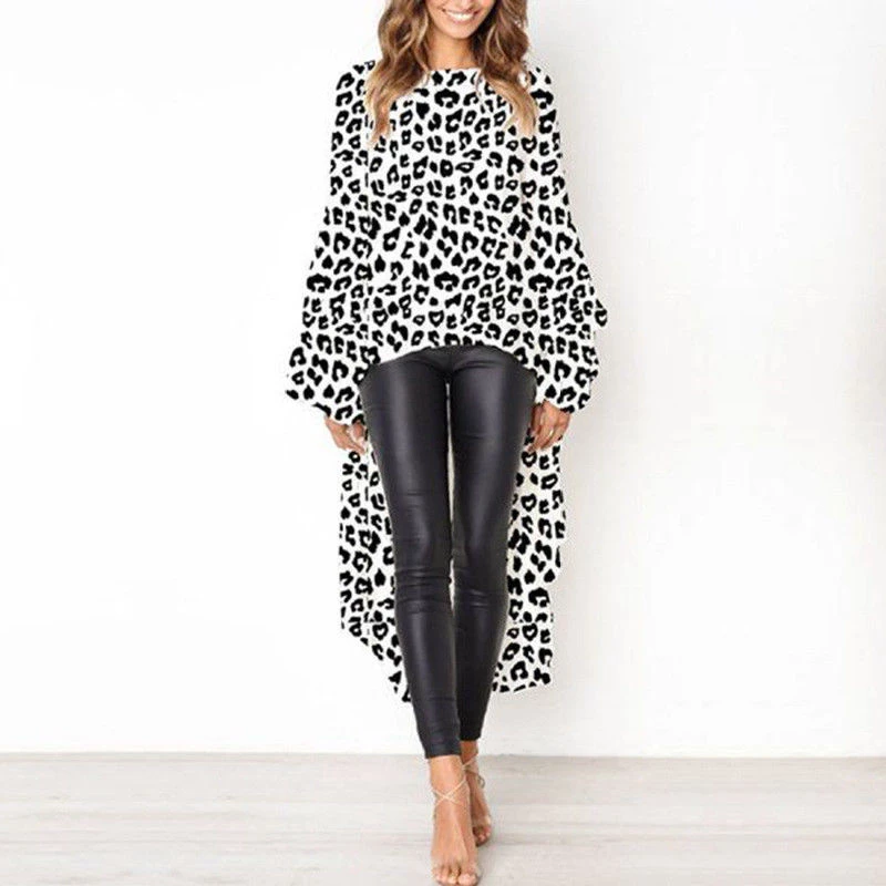 

Long Sleeve New Fashion Womens Casual Tops Blouse Sexy Leopard Print Crew Neck Autumn Spring T-Shirt For Ladies