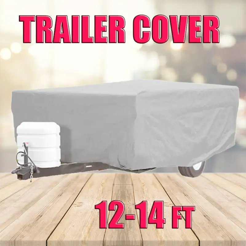 

Camping Trailer Cover UV Protection Waterproof Anti Dust Polypropylen Fold Fabric Protect Cover For Camper For 12-14FT Trailer