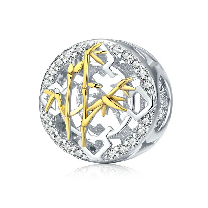 

MOWIMO 925 Sterling Silver Chinese Style Bamboo Charm Bead Fit Original pandora Bracelets Bangles Pendant Jewelry Making BNC044