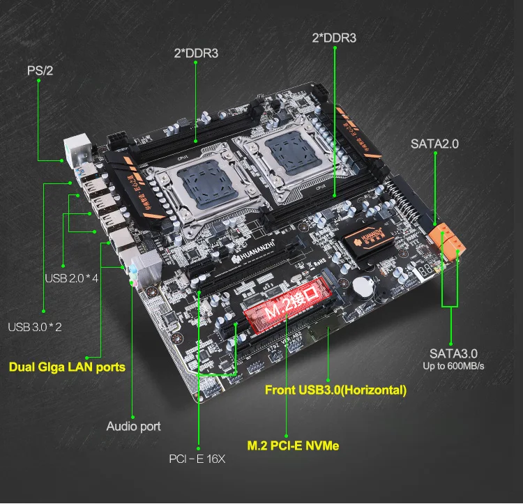 Горячая бренд HUANAN Чжи двойной X79 материнской комплект скидка материнской платы с M.2 слот двойной Процессор Intel Xeon E5 2660 V2 оперативная память 32G(4*8G