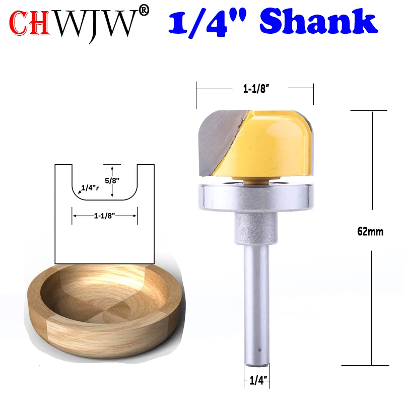 CHWJW 1 шт. 1/" хвостовик 1-1/8" диаметр чаши и лоток шаблонный маршрутизатор бит