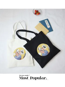 Women's Canvas Bag Cartoon Cat Cloth Shopping Bags Female Large Capacity Shoulder Tote Bag Eco Reusable Shopper Ladies Handbags 4