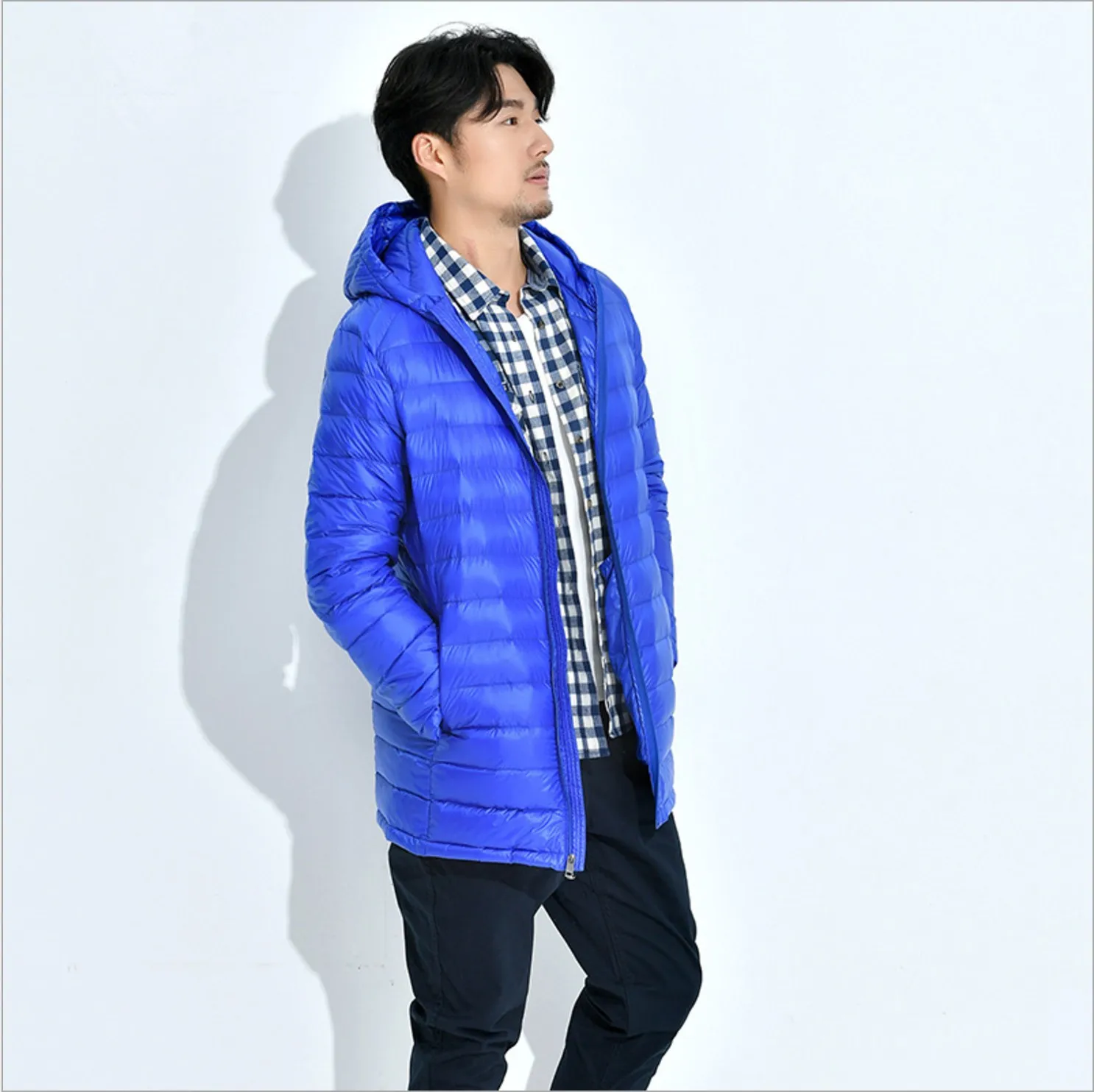 Kaufen 2019 neue männer Ultra Licht Unten Jacke Frühling Herbst Winter Lange Unten Mantel Warme Männliche Weiße Ente Unten Leichte mit kapuze Parkas