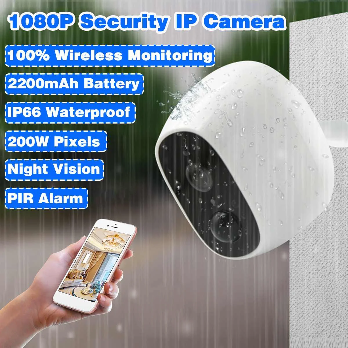 

1080p HD Camera Battery 2.4G WiFi Intercom Outdoor Waterproof Wireless IP Camera Home Security H.265 2MP CCTV Camera